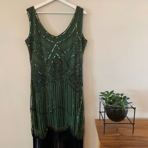 BEAUTIFUL beaded and sequined fringe party dress